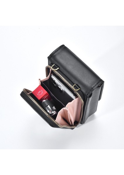 Moda Bayan Cüzdan Fermuarlı Çanta Basit Küçük Kare Çanta Manyetik Toka Omuz Crossbody Çanta (Yurt Dışından)