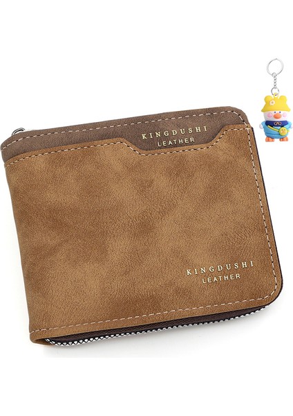 Erkek Kısa Kontrast Renkli Zincir Cüzdan Büyük Kapasiteli Çoklu Kart Yuvası Menteşeli Değişim Çanta Cüzdan (Yurt Dışından)