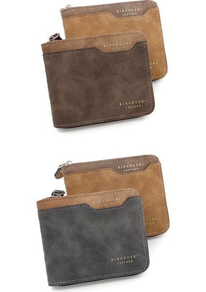 Erkek Kısa Kontrast Renkli Zincir Cüzdan Büyük Kapasiteli Çoklu Kart Yuvası Menteşeli Değişim Çanta Cüzdan (Yurt Dışından) indirimleri