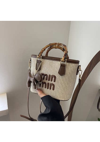Yeni Sonbahar ve Kış Moda Kontrast Renk Bambu Yüksek Seviye El Omuz Çapraz Trendy Kova Çanta Kadınlar Için (Yurt Dışından)