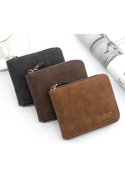 Erkek Cüzdan Moda Büyük Kapasiteli Erkek Fermuarlı Cüzdan Kısa Cüzdan Para Cüzdanı (Yurt Dışından) fırsatları