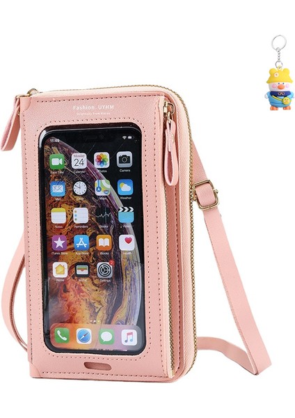 Dokunmatik Ekran Cep Telefonu Çanta Cüzdan Kadın Crossbody Çanta Çok Fonksiyonlu Tek Omuz Şeffaf Cep (Yurt Dışından)