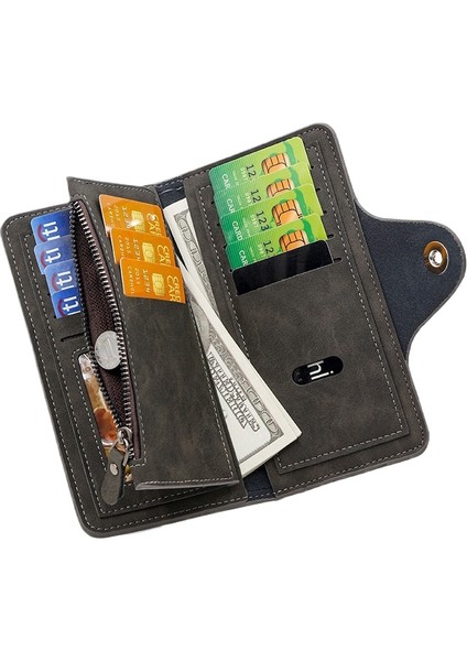 Erkekler Uzun Cüzdan Yan Fermuarlı Menteşeli Düşme Kimlik Çantası Çoklu Kart Yuvası Manyetik Toka Çantası (Yurt Dışından) fırsatları