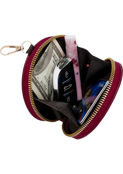 Bayan Fermuarlı Para Cüzdanı Taşınabilir Yuvarlak Mini Asılı Çanta Kart Tutucu Anahtar Çantası (Yurt Dışından) indirimleri