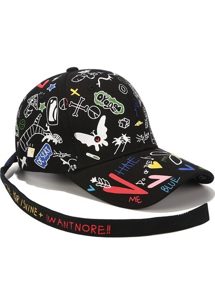 Graffiti Beyzbol Şapkası Erkek ve Kadın Moda Uzun Askılı Sivri Şapka (Yurt Dışından)