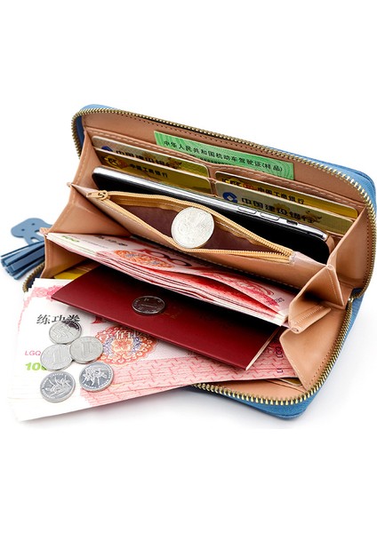 Basit Bayan Cüzdan Uzun Büyük Kapasiteli Fermuarlı Çanta Para Cüzdanı Kart Yuvası Cep Telefonu (Yurt Dışından) fiyatları