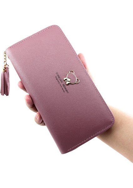 Basit Bayan Cüzdan Uzun Büyük Kapasiteli Fermuarlı Çanta Para Cüzdanı Kart Yuvası Cep Telefonu (Yurt Dışından) modelleri