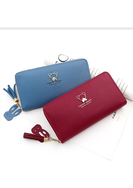 Basit Bayan Cüzdan Uzun Büyük Kapasiteli Fermuarlı Çanta Para Cüzdanı Kart Yuvası Cep Telefonu (Yurt Dışından) indirimleri