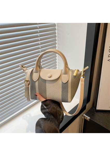 Kadınlar Için Çantalar Yeni Stil Dokuma Kanvas Çanta Kontrast Renk Dikiş Trendy Moda Crossbody Çanta Doku Kadın Çantası (Yurt Dışından)