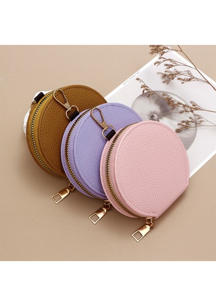 Bayan Fermuarlı Para Cüzdanı Taşınabilir Yuvarlak Mini Asılı Çanta Kart Tutucu Anahtar Çantası (Yurt Dışından) fiyatları