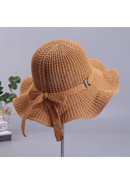 Yaz Örme Dalga Plaj Şapkası Güneşlik Güneş Koruyucu Ilmek Şapka (Yurt Dışından)