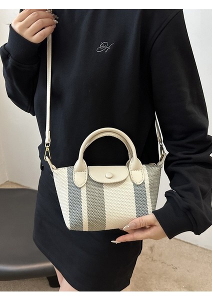 Kadınlar Için Çantalar Yeni Stil Dokuma Kanvas Çanta Kontrast Renk Dikiş Trendy Moda Crossbody Çanta Doku Kadın Çantası (Yurt Dışından)