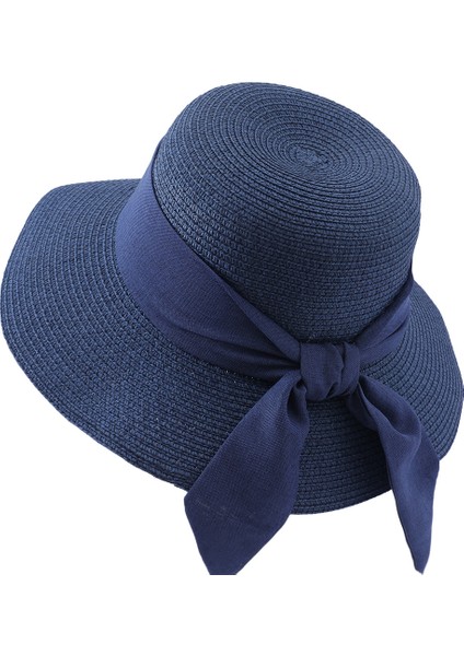Güneşlik Kadın Güneş Koruyucu Hasır Şapka Dokuma Bayan Hasır Şapka Plaj Şapkası (Yurt Dışından)