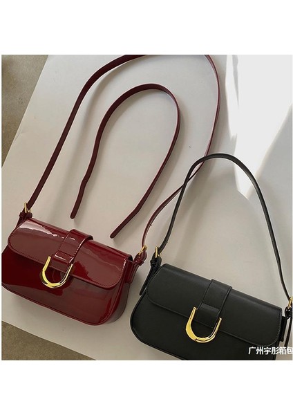 Kadınlar Için Üst Düzey Çanta, Retro Bordo At Nalı Tokası Moda El Koltuk Altı Çantası, Omuz Crossbody Çantası (Yurt Dışından)