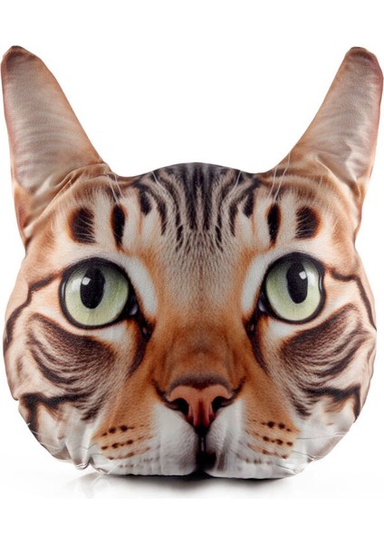 Kahverengi Kedi Desen Dekoratif Yastık