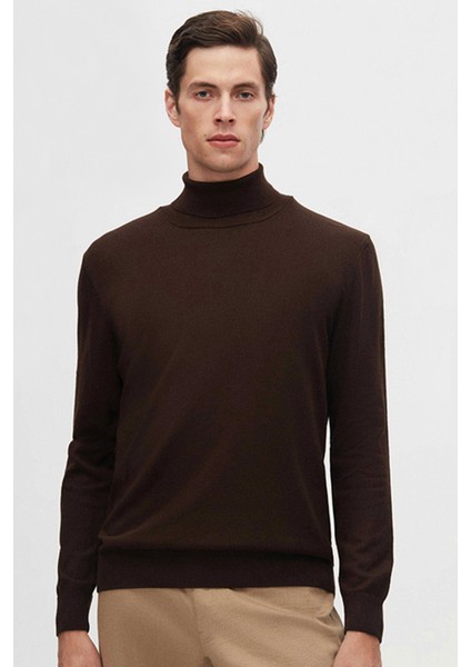 Ds Damat Regular Fit Kahverengi Pamuk Karışımlı Balıkçı Yaka Triko Kazak 5HF06ORT12007