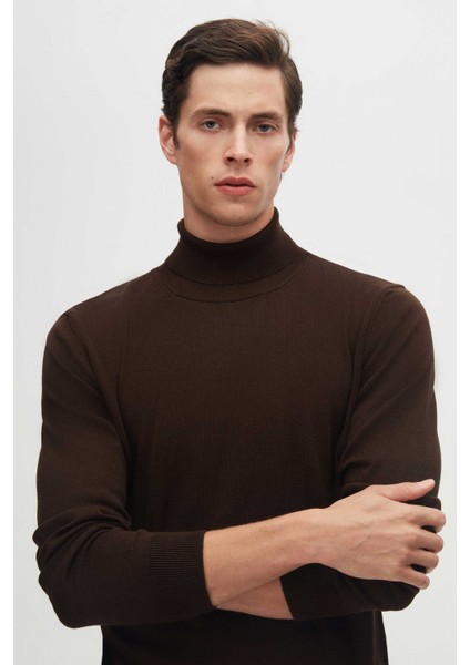 Ds Damat Regular Fit Kahverengi Pamuk Karışımlı Balıkçı Yaka Triko Kazak 5HF06ORT12007 modelleri