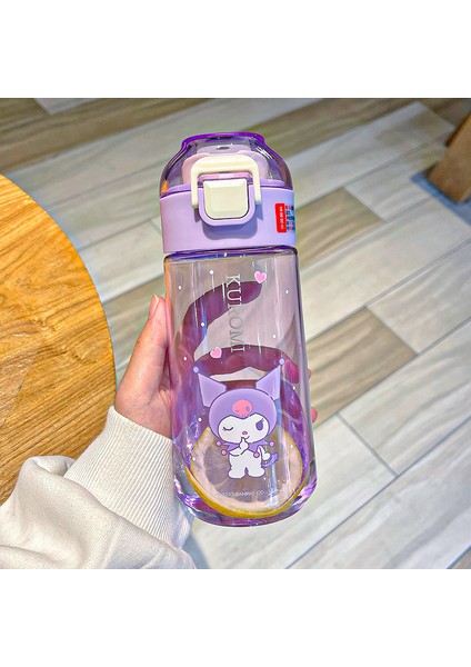 Sanrio Kuromi Plastik Bardak, Gösterişli Çocuk Su Bardağı, Kullanışlı Kulp, Öğrenci Bardağı, Açılır Kapak, Doğrudan Içme Bardağı (Yurt Dışından)