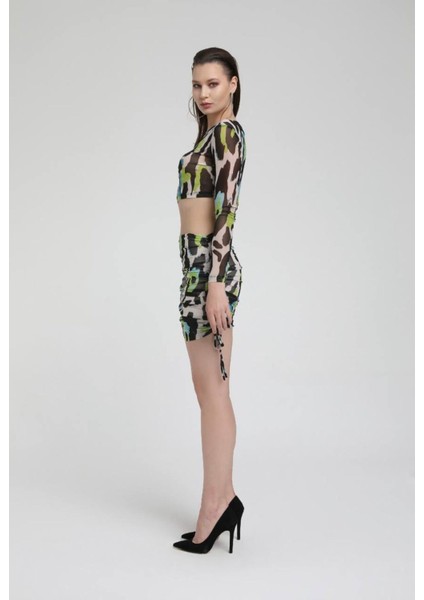 Kadın Desenli Uzun Kollu Bluz - Etek Alt-Üst Takım fiyatları