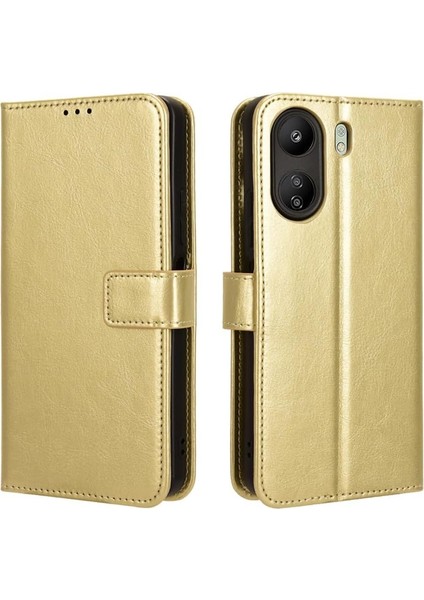 Xiaomi Redmi 13C Uyumlu Deri Cüzdanlı Kapaklı Kılıf Kartlıklı Standlı Kopçalı