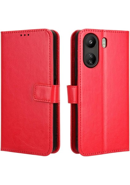 Xiaomi Redmi 13C Uyumlu Deri Cüzdanlı Kapaklı Kılıf Kartlıklı Standlı Kopçalı
