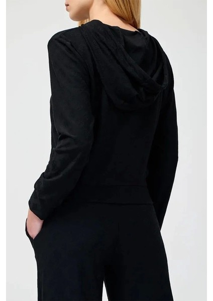 Kadın Siyah 4g Logolu Kapşonlu Sweatshirt fiyatları