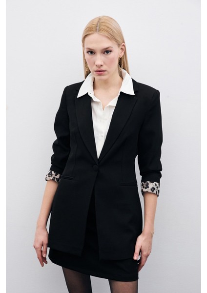 Mono Yaka Klasik Ceket - Siyah