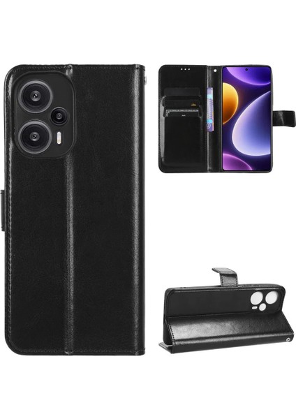 Xiaomi Redmi 12 Uymulu Deri Cüzdanlı Kapaklı Kılıf Kartlıklı Standlı Kopçalı