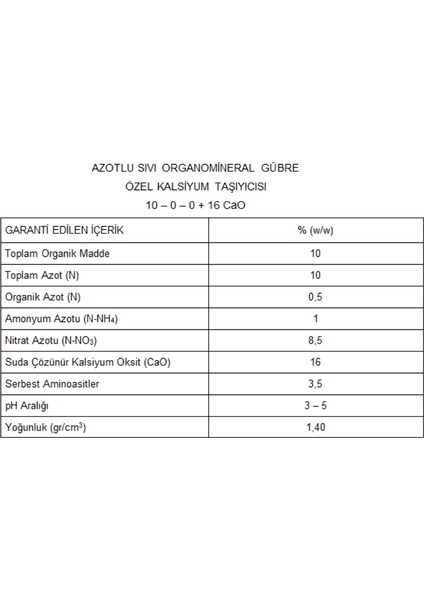 Arel Chem Amıno Cal Aa (Azotlu Sıvı Organomineral Gübre) modelleri