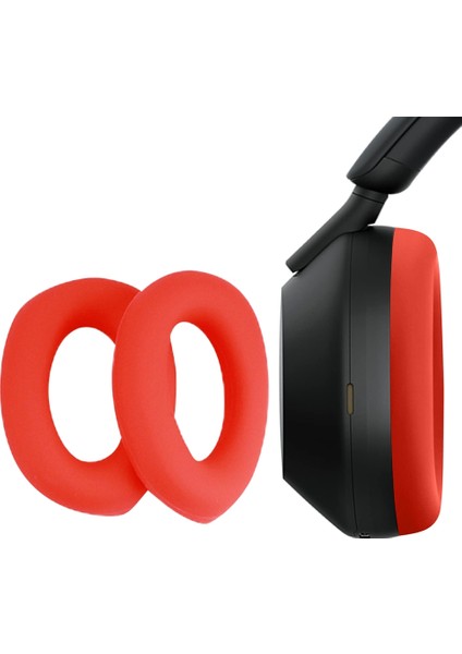 1 Çift Sony WH-1000XM5 Kulaklık Deri Sünger Kapak Kırmızı (Yurt Dışından)