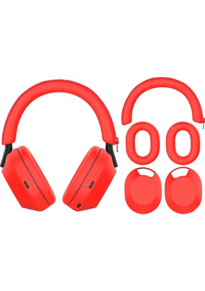 Sony WH-1000XM5 Bluetooth Kulaklık Koruyucu Kapak 3'ü 1 Arada Kırmızı (Yurt Dışından)