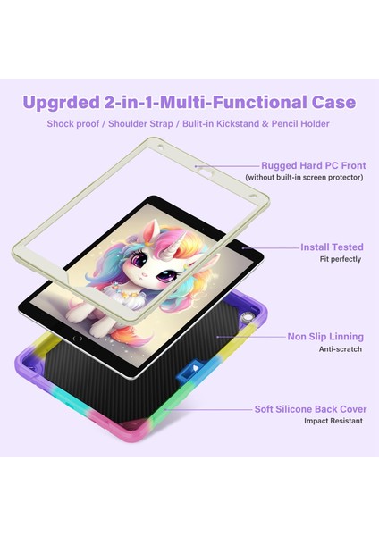 iPad 10.2 2021/2020/2019 Için Unicorn Kickstand Tablet Kılıfı (Yurt Dışından)