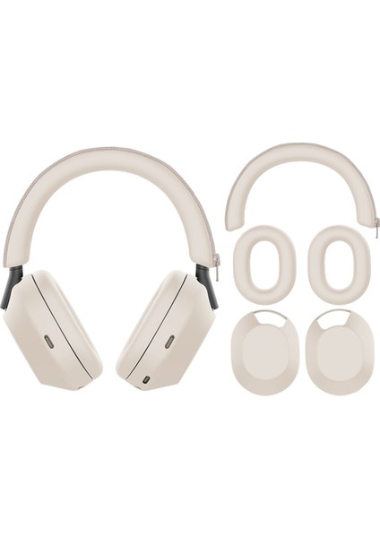 Sony WH-1000XM5 Bluetooth Kulaklık Koruyucu Kapak 3'ü 1 Arada Bej (Yurt Dışından)