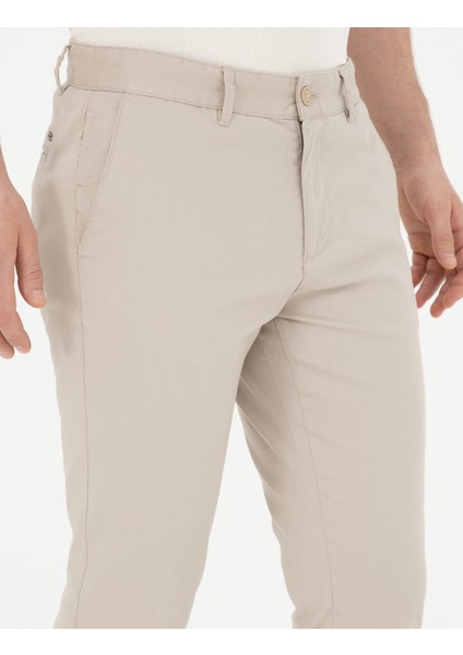 Erkek Bej Slim Fit Kanvas Pantolon 50289194-VR011