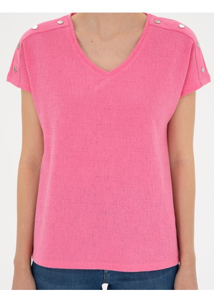 Kadın Pembe Regular Fit Tişört 50283429-VR041
