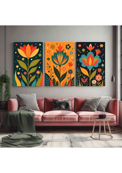 Matisse - Boho - Art Deco - Soyut - Doğa ( 3'lü Çerçevesiz ) Poster - Afiş - Tablo KR2C00934/