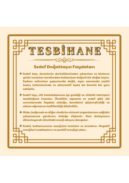 Kararmaz Metal Ayyıldız Püsküllü Arpa Kesim Sedef Doğaltaş Tesbih fiyatları