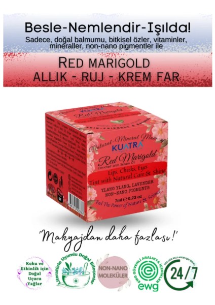 Red Marigold Nemlendirici - Antioksidan Işıltı Veren Balm (Doğal Içerikli Ruj- Allık)