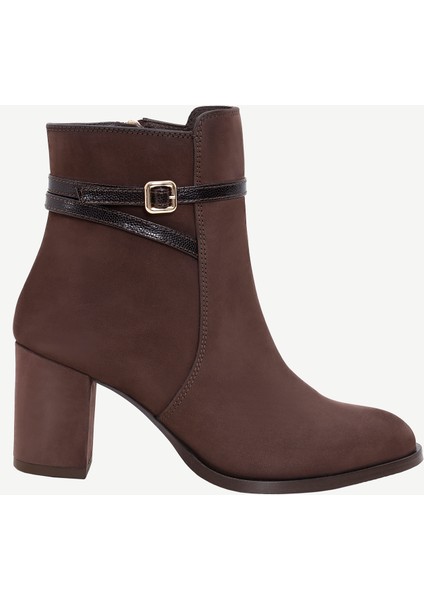 Toka Detaylı Deri Topuklu Bot