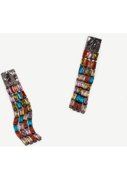 Uzun Sallantılı Cam Taş Küpe fiyatları