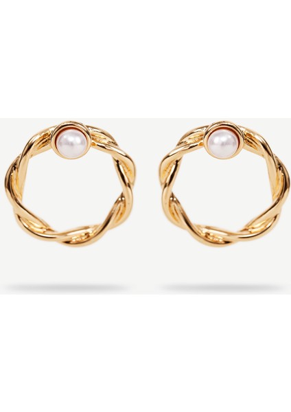 Yapay İnci Detaylı Halka Küpe