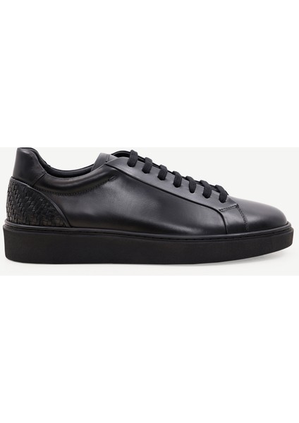 Örgü Detaylı Deri Sneakers