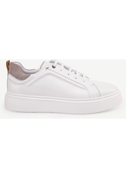 Silikon Kabartmanlı Deri Bağlı Sneakers