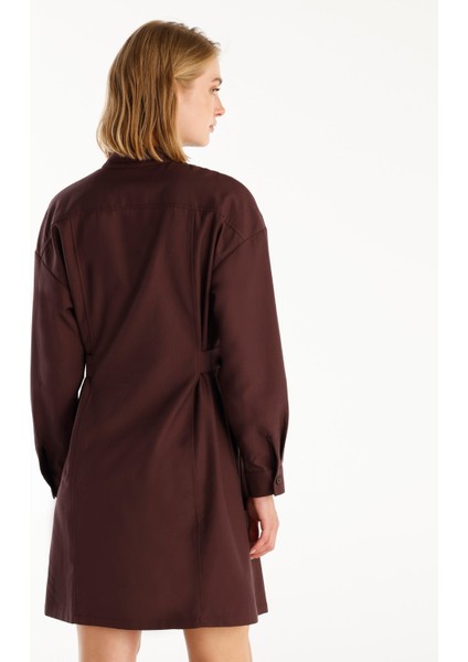 Kemer Detaylı Uzun Kollu Hakim Yaka Kısa Gömlek Elbise modelleri