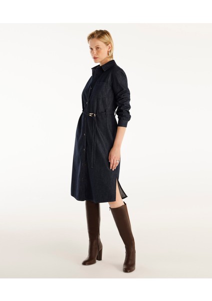 Kemer Detaylı Denim Elbise modelleri