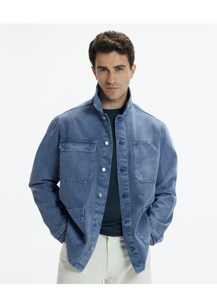 Non-Denim Gömlek Yaka Dört Cepli Düğmeli Ceket