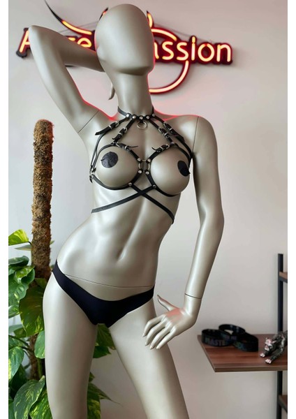 Deri Giyim Siyah Harness - APFT330