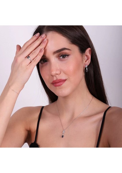 925 Ayar Zirkon Taşlı Kadın Silver Set