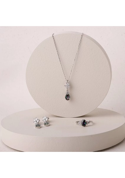 925 Ayar Zirkon Taşlı Kadın Silver Set modelleri