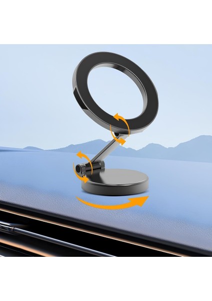 Katlanabilir Mıknatıslı Metal Mini Araç Içi Telefon Tutucu 360 Derece Dönebilen